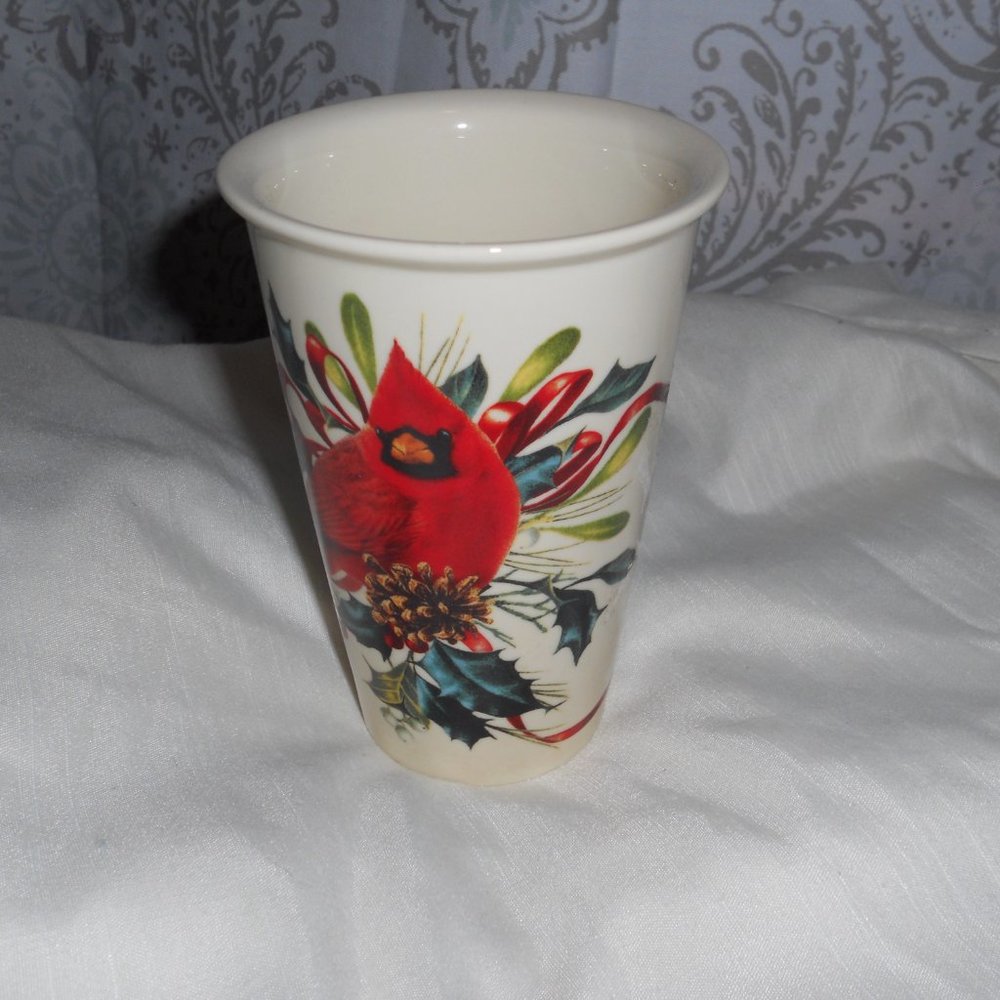 Lenox American by Design "Winter Greetings" Cardinal 5 1/4" Tall Travel Mug